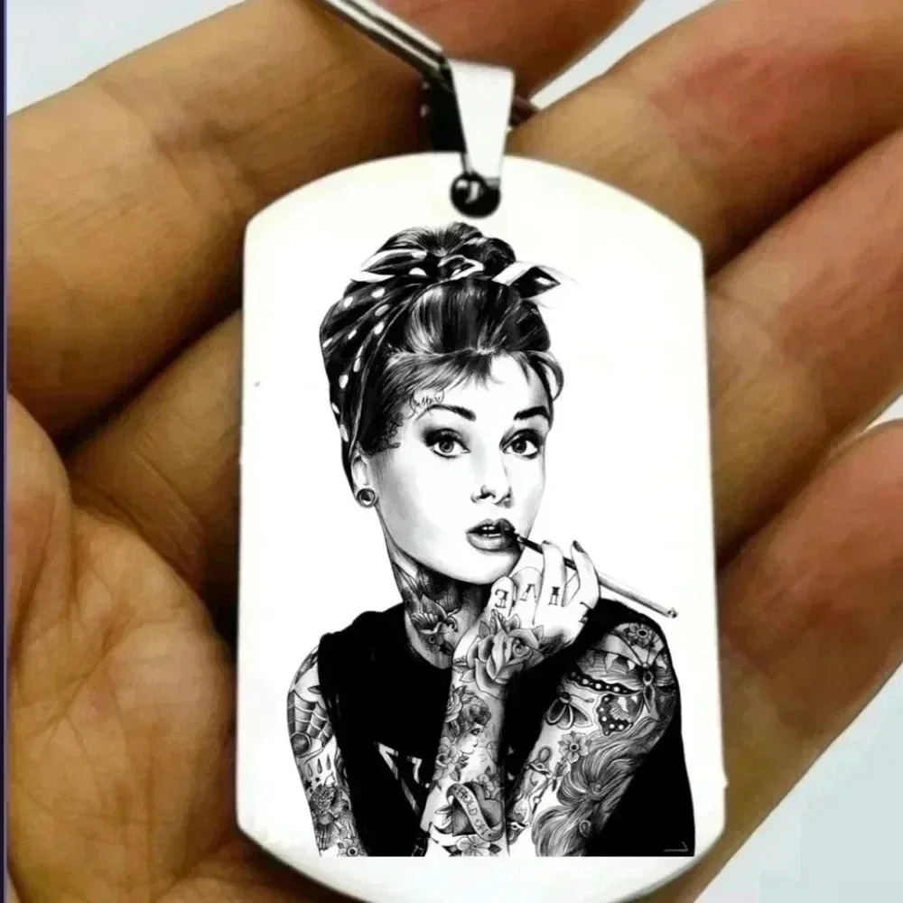 Audrey Hot actress tattoo art keychain